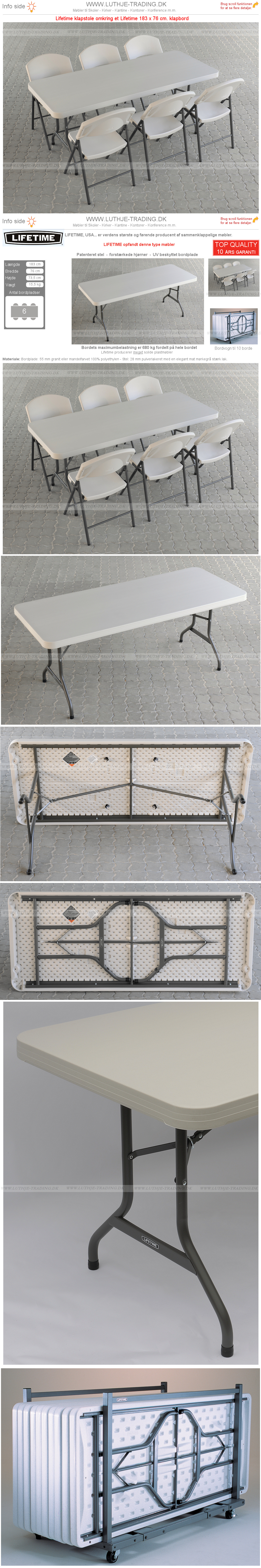 Lifetime klapstole ved firkantet bord